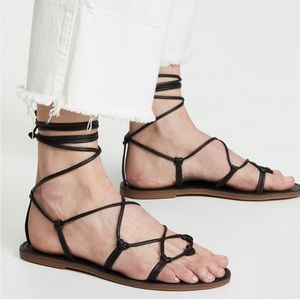 NWT Madewell The Boardwalk Black Lace Up Sandals in size 8.5